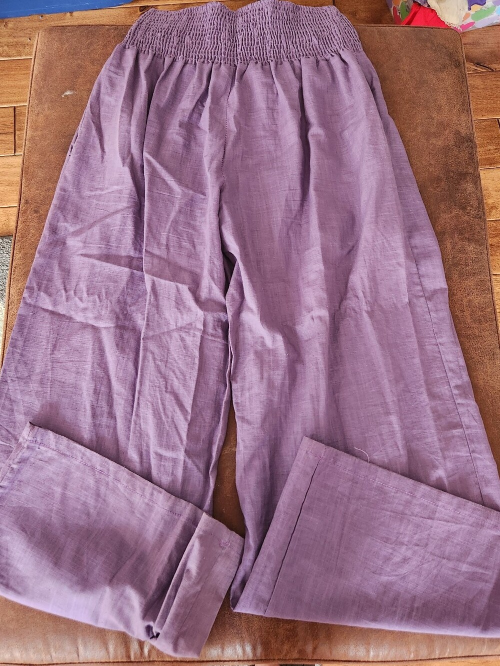 High And Smocked Waisted Wide Leg Pants — Lavender Purple